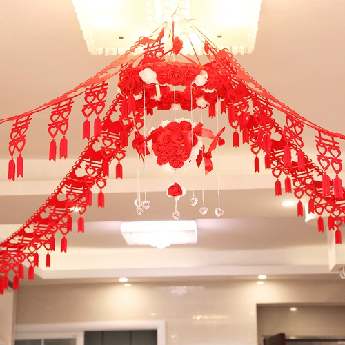 Свадебная комната, латте-арт, пакет, спальня, гостиная, нетканый потолок, тянуть привет, лента, расширенное свадебное торжество, креатив, тянуть привет