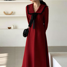 红色法式修身显瘦内搭打底连衣裙子女