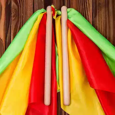 Solid wood children adult waist drum stick kindergarten instrument exercise square dance red ribbon drum stick drum hammer drumstick