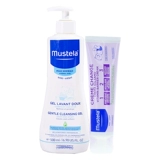 Mustela, детский шампунь, гель для душа, крем для кожи ягодиц, 500 мл, 100 мл