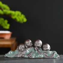 Shou Tao people new Chinese Zen ceramic ornaments Gokao kiln little monk home jewelry porch decoration decoration