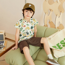 Grain Paparazzi Summer Boy Suit Baby Trendy Ocean Gas Casual Suit Short Sleeve Shorts Children Two Sets Clothing