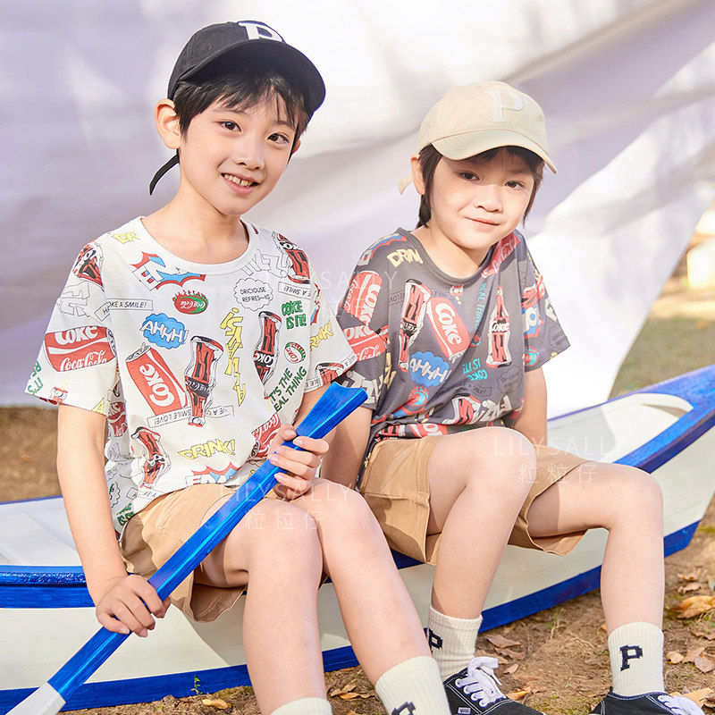 Grain Paparazzi Summer Boy T-shirt Casual Sports Boy Comfort Blouse Modale Breathable Loose Loose Children Short Sleeves