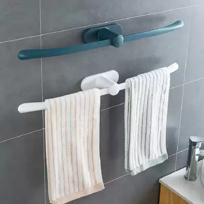 (New plain bow towel rack) non-perforated wall plastic towel bar powder room no trace storage rack