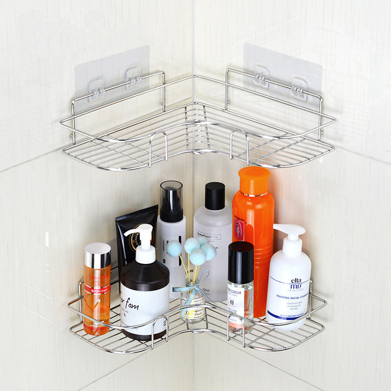 Eurowise Corner Shelve Stainless Steel Triangle Shelve Kitchen Toilet Containing Rack Bathroom Soap box Fats net 