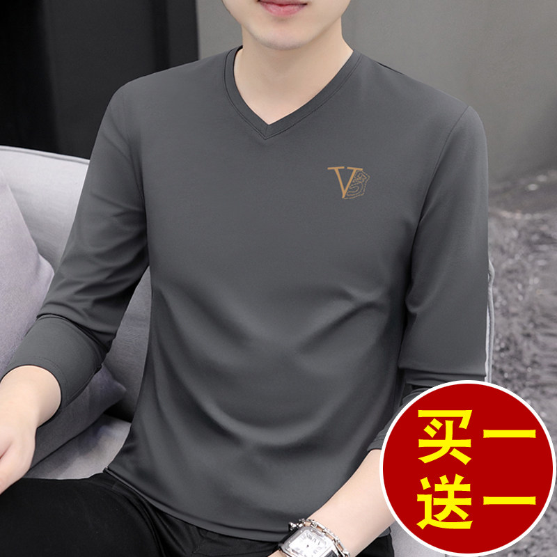 Men's long sleeve t-shirt autumn clothes spring and autumn clothes dress and wear a sweater in the trend