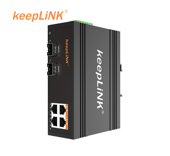 keeplink gigabit industrial switch 2 light 4 electro-optical fiber transceiver KP-9000-45-2GX4GT