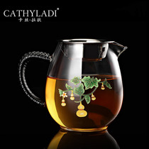 Cathyladi Chinese glass thick Road Cup home office gift cloisonne transparent tea divider tea set