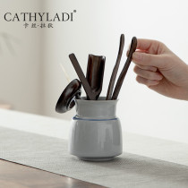 Cathyladi Household Living Room Ceramic Tea Ceremony Six Gentlemen Chinese Brass Kung Fu Tea Set Zero with Set