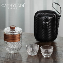 Cathyladi portable glass travel tea set Japanese transparent anti-hot hand male Cup Teapot tea cup tea set