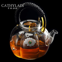 Cathyladi Chinese glass transparent thick teapot single pot home living room handmade tea tea set