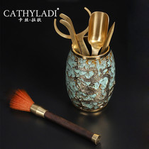 Cathyladi office gift ceramic tea ceremony six gentlemen Chinese hand-inlaid tea art high-grade tea set zero