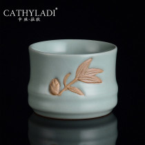 Cathyladi Ruyao Tianqing handmade tea cup home guests ceramic open Film Master Cup single cup tea set