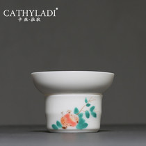 Cathyladi Chinese Ceramic Simple Tea Leak Hand-painted Personality Filter Creative Tea Filter Kung Fu Tea Set Accessories