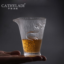 Cathyladi Chinese colored glaze transparent three-cap Bowl home Glass thick anti-hot road Cup teacup tea cup tea set