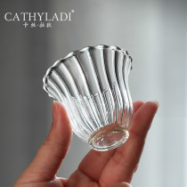 Cathyladi Japanese style handmade glass small tea cup single Cup household Crystal creative tea master cup set