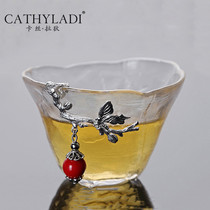 Cathyladi Japanese hammered tea cup single cup small glass kung fu tea set thick high temperature Master Cup