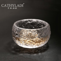 Cathyladi household glass transparent Tea Master Cup handmade crystal glass coaster Cup single pack