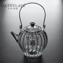 Cathyladi large capacity kettle household high temperature resistant bubble teapot Chinese retro heat resistant glass lifting beam pot