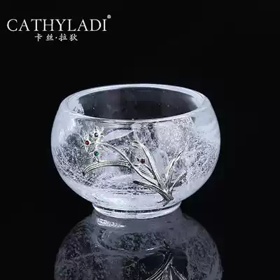 Cathyladi glazed Crystal Cup single Japanese star Sea inlaid silver design heat-resistant tea cup gift box