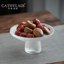 Cathyladi new Chinese fruit plate snack plate tea ceremony accessories home living room simple modern glass small ornaments