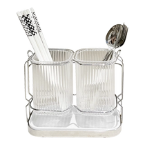 Kitchen chopstick barrel household drain transparent storage box for knife fork and spoon storage box for chopstick cage basket bucket wall hanging