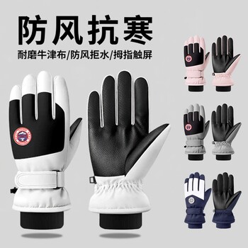 Men's Winter Gloves for Riding Electric Bikes, Windproof, Cold-Proof, Fleece-Lined, Thickened, Warm, Touchscreen-Compatible, Cotton Ski Gloves for Women