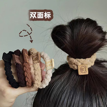 Fashionable and cute little bear rubber band womens hair tie headband autumn and winter plush hair tie high elasticity and durable headband hair accessory