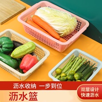 Thickened and durable kitchen vegetable basket hollow fruit basin drain basket household plastic fruit basket large fruit plate