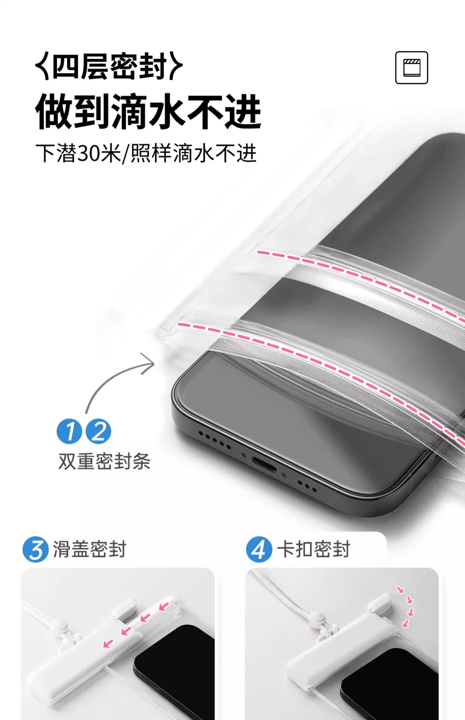 Защитные сумки 手机防水袋可触控屏幕拍照游泳外送专用骑手透明潜水防雨防尘手机保护套 Pissa