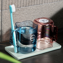 Mouthwash cup toothbrushing cup transparent couple toothbrush storage household cup toothbrush with tooth hole dental cylinder student wash cup