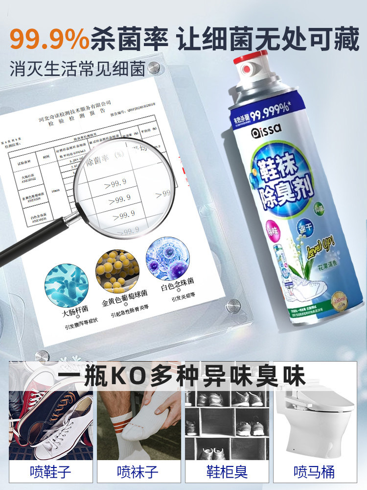 Shoe Deodorant Spray for Sneakers, Socks, and Sports Shoes, Deodorizes Shoe Cabinets, Removes Odors, Sterilizes, and Disinfects