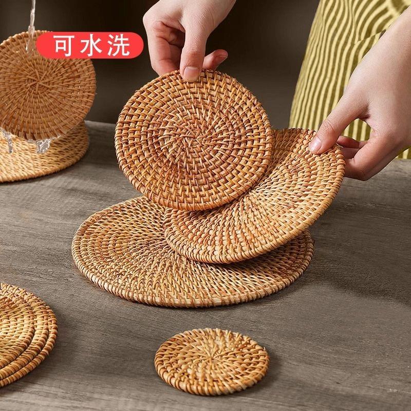 断熱マット ラタン 家庭用 やけど防止 ポットマット ボウルマット 耐高温 テーブルマット プレートマット コースター ティーポット 97647