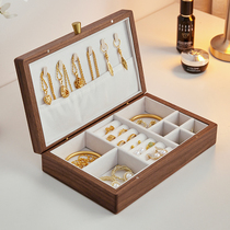 Solid wood jewelry box jewelry gold anti-oxidation exquisite high-end earrings necklace jewelry storage box wedding gift