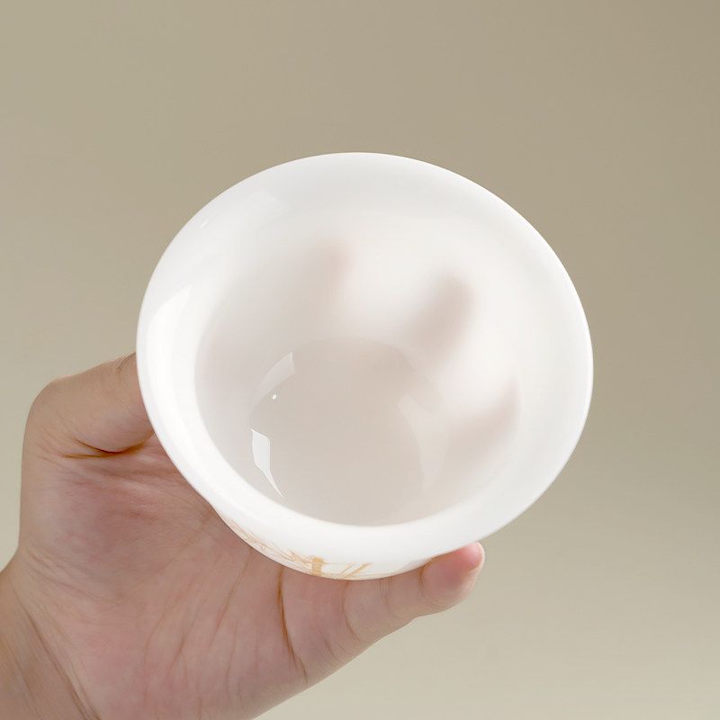 Jade Ice Porcelain Three-Piece Gaiwan Set, Non-Hot Tea Bowl with Lid, Single High-End Home Use Kung Fu Tea Set