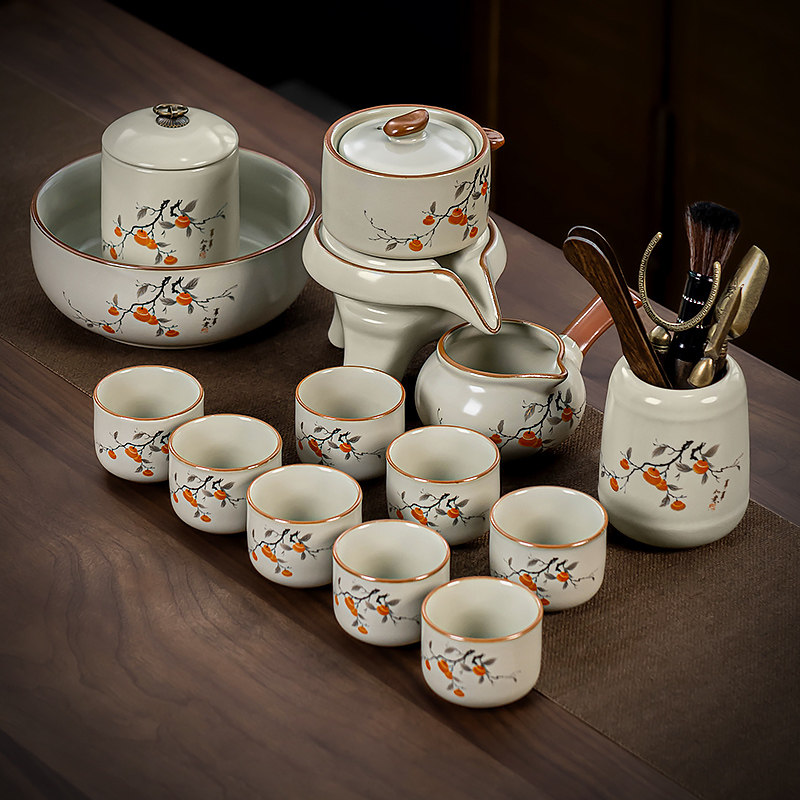 Ru Kiln tea set набор 2026 новый специальный чайник Кунг-фу для заваривания чая чайная чашка бытовой ленивый автоматический артефакт для заваривания чая