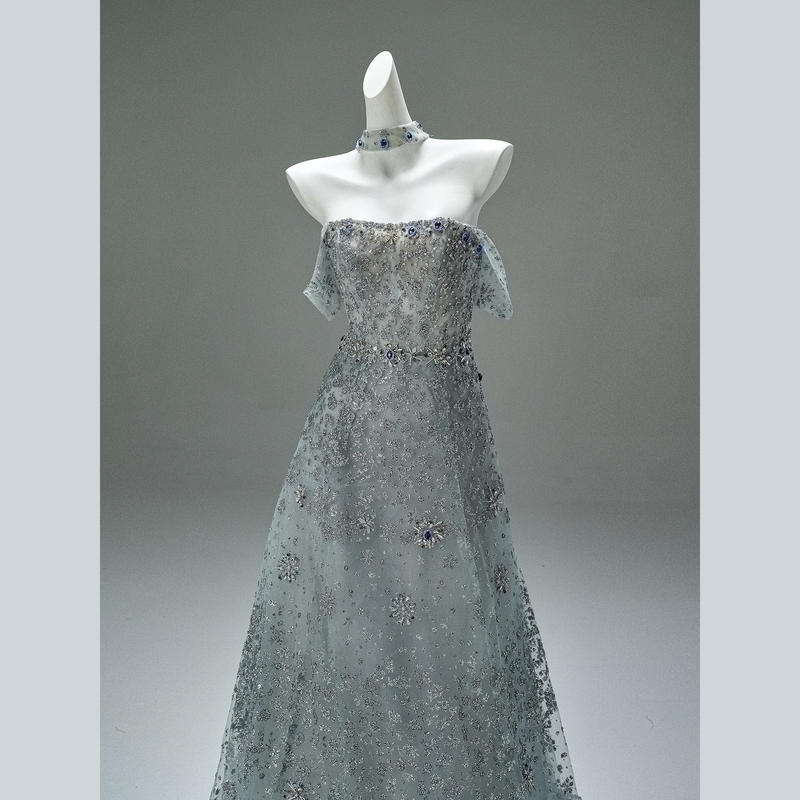 Cross Queen | Azela 25 Silver Heavy Industry Host Music Art Examination Piano Vocal Annual Meeting Adult Dress