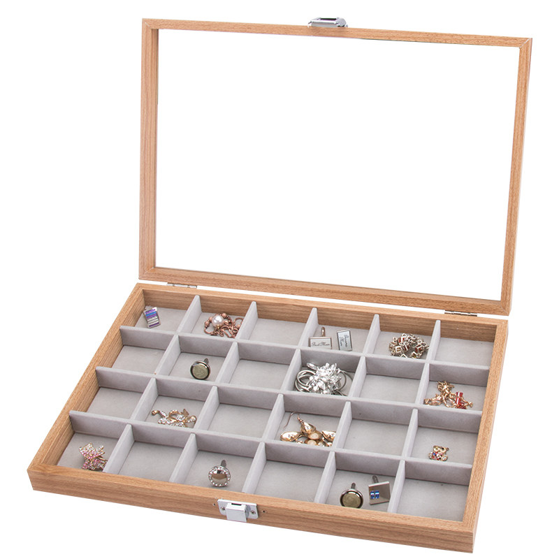 Pear wood grain jewelry box Ear needle earrings Watch bracelet Display tray Ring Bracelet Storage box with lid