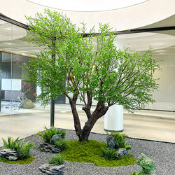 High-Quality Olive Tree Large Floor-Standing Artificial Green Plant for Indoor and Outdoor Landscape Decoration, High-End Window Display, Tea Room Landscaping, Artificial Tree