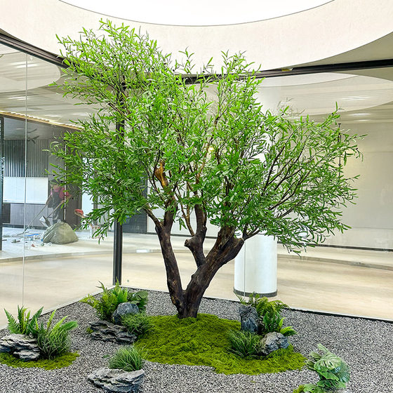 High-Quality Olive Tree Large Floor-Standing Artificial Green Plant for Indoor and Outdoor Landscape Decoration, High-End Window Display, Tea Room Landscaping, Artificial Tree