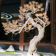 New Chinese-Style High-End Carved Welcoming Pine Tree Indoor Artificial Green Plant Decoration for Window Displays, Stairs, and Entrance Areas