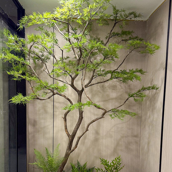 High-End Simulated Feather Maple Leaf Tree Horse Drunken Wood Indoor Fake Tree Green Plant Landscaping Decoration Large Banyan Tree Window Plant