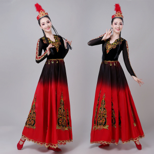 Chinese minority Xinjiang Dance Costume performance dress female ethnic style modern Uygur dress belly dance dress