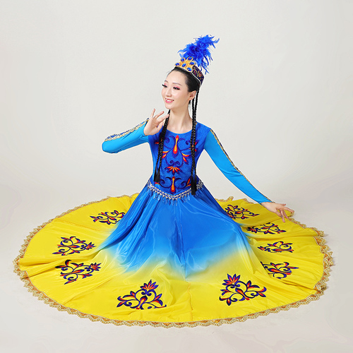 Chinese Xinjiang dance performance dress women modern ethnic style belly dance big swing skirt Uygur dress clothing