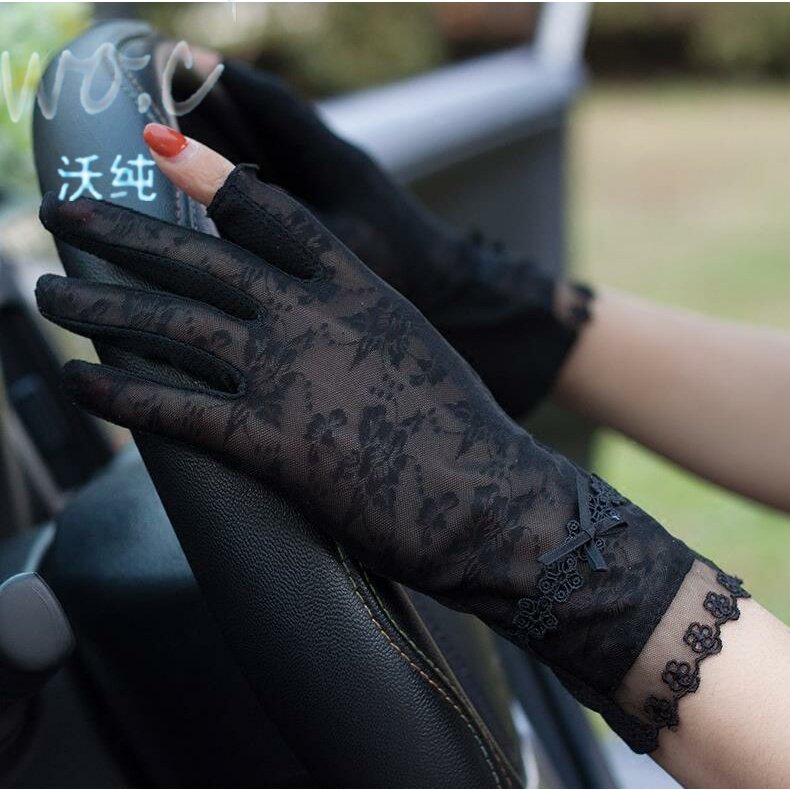 Gloves new ladies electric car driving half finger summer glove gauze ultra thin touch screen finger
