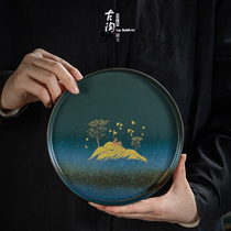 Coarse Pottery Dry Foam Pan Ceramic Dish Retro Pastry Small Plate Pot Bearing Tea Tray Dried Fruit Pan Day Style Cuisine Dinner Plate