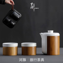 Travel kung fu tea set set one pot and two cups of anti-hot ceramics simple accompanying ceramic creative tea set