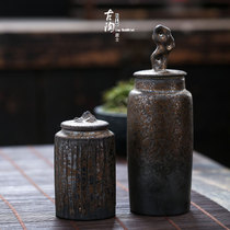 Ceramic tea pot gilt retro sealed jar kiln change Puer tea storage tank small household tea warehouse