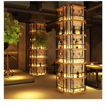Restaurant bar pillar wall luminous wine rack wall hanging wrought iron wine display wine rack display rack rack wine cabinet