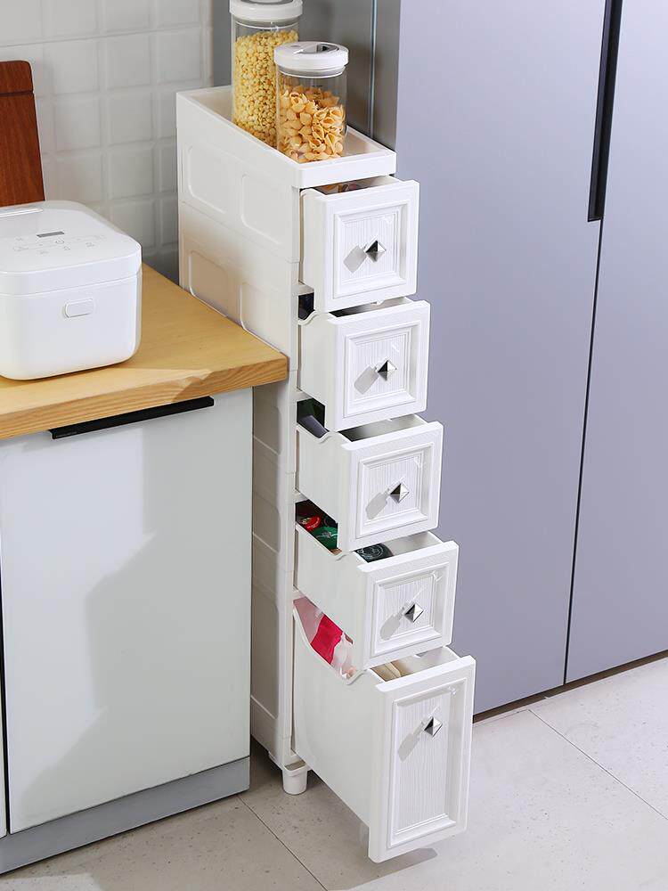 Home kitchen shelf clamp cabinet drawer type toilet locker narrow gap cabinet